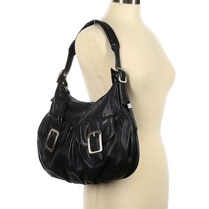 Cole Haan Leather Hobo Bag with Buckles (Black)